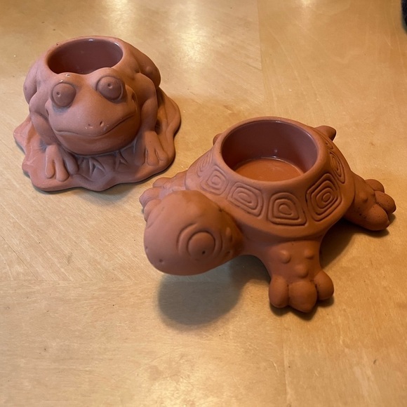 PartyLite Turtle and Frog Terracotta Tea Light Holders set of two - Picture 15 of 16